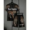 Fashion Men's Set Colorful Tiger Zebra Stripe Printed Men's T-shirt and Shorts 2 Piece Set Summer Casual Outdoor Men's and Women's T-shirt Sets