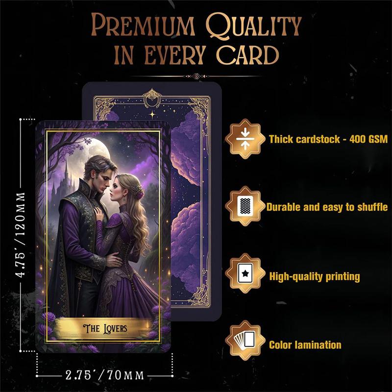Tarotová sada Karet Fialového Měsíce 78 karet Temný Fantasy Tarotový Set S Průvodcem Gotický Měsíc Tematické Karty Věštění Pro Začátečníky