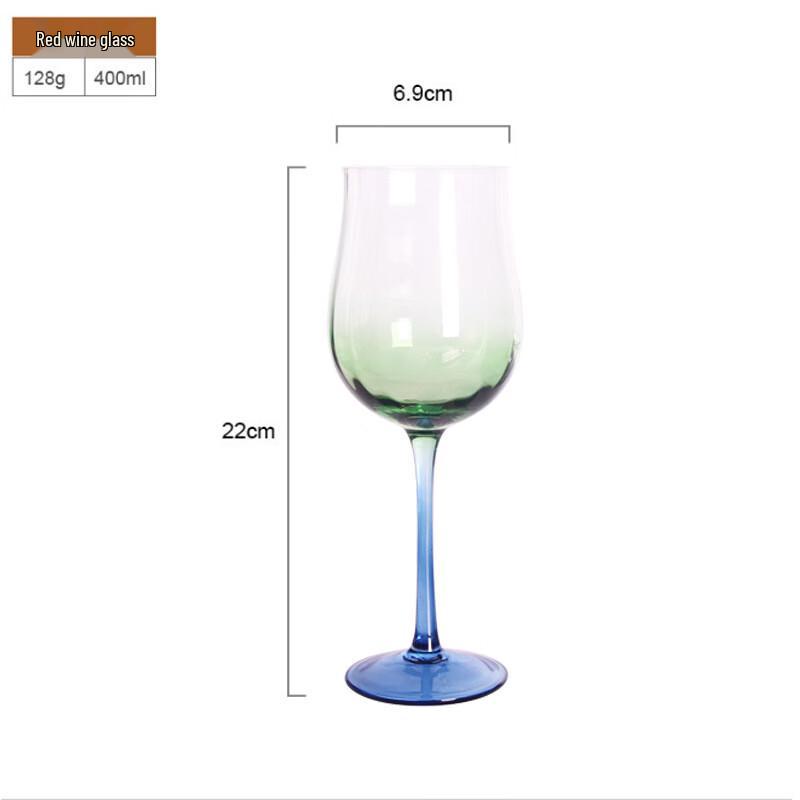 Shangqi Vintage Green Gradient Ribbed Wine Glass