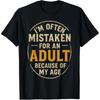 A Satirical Tshirt with The Slogan"I'm Often Mistaken for An Adult Because of My Age"a Humorous Street-style Short-sleeved Shirt
