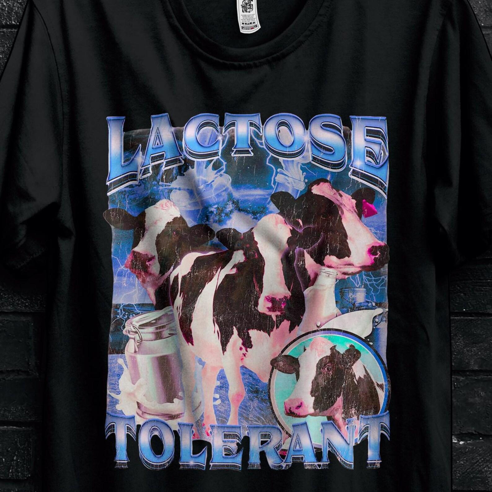 Lactose Tolerant Vintage Graphic T-Shirt,Graphic Shirts For Friends,Funny Meme Gift For Teenager,Dank Memes Tshirt,Retro Milk 90s Funny Tee S