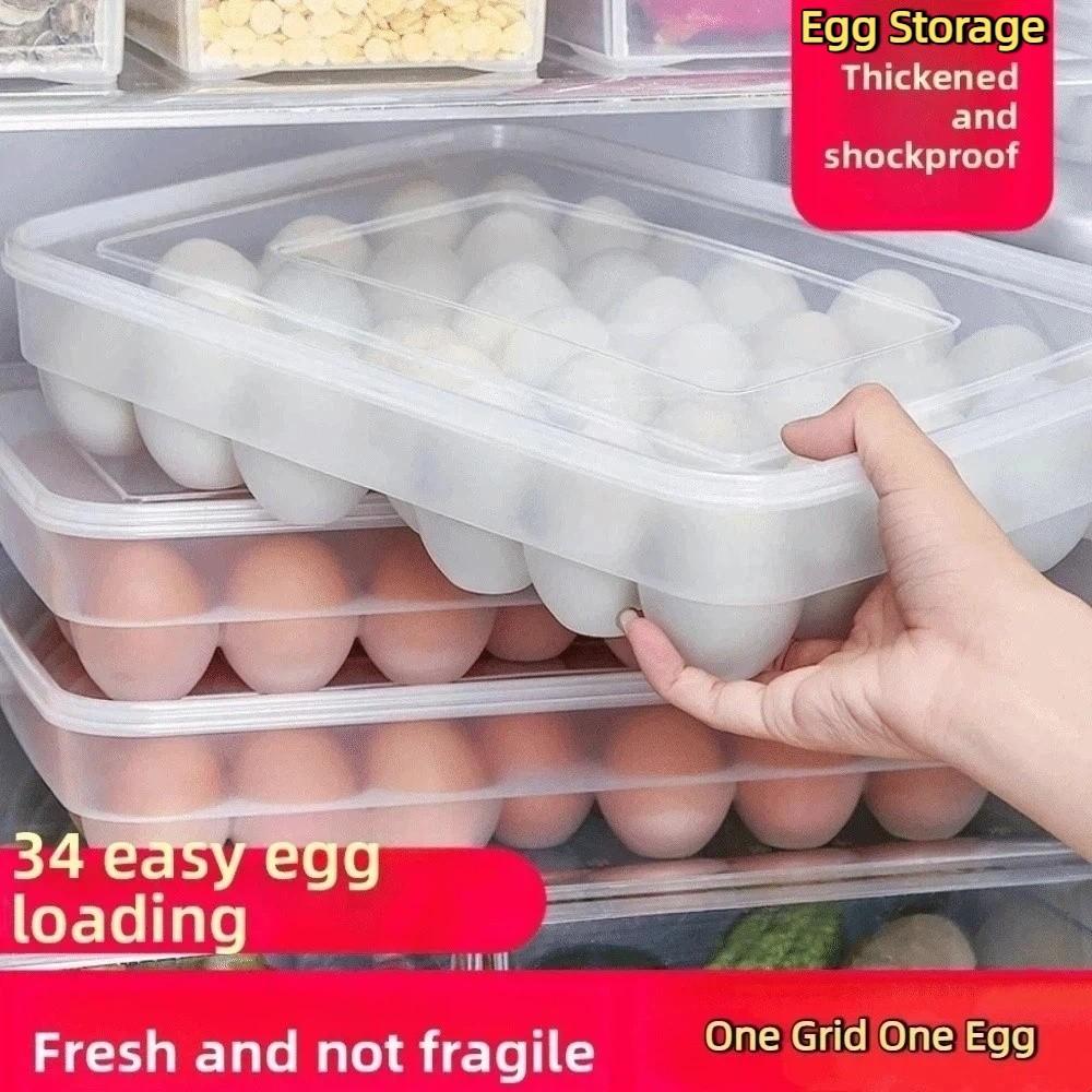 Container Lid Plastic Egg Holder Space Saver Refrigerator Egg Storage Container  Home