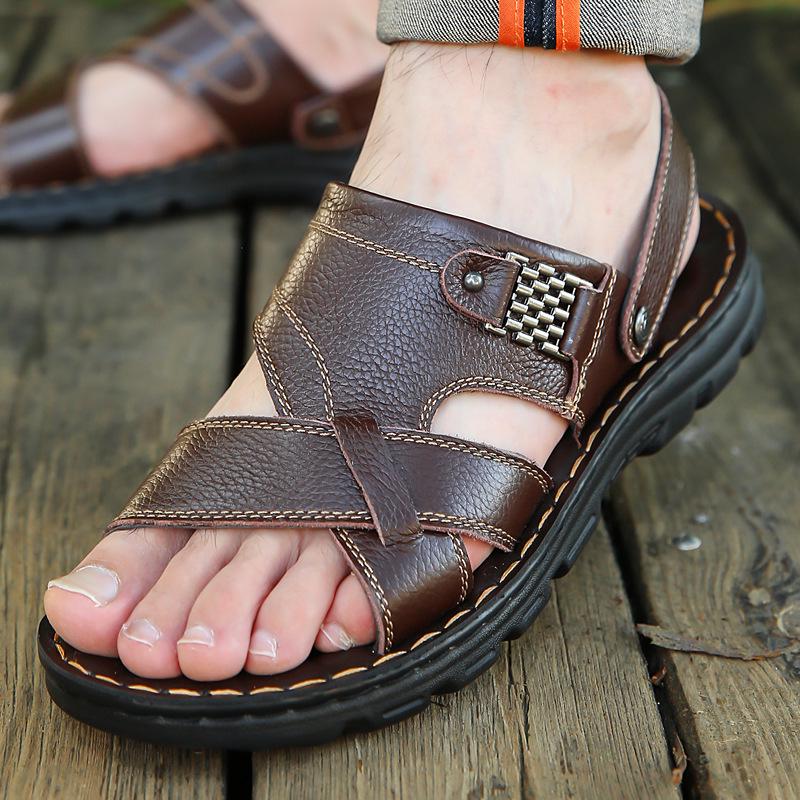 

Мужские нескользящие водонепроницаемые сандалии для вождения и пляжа 2025 года - Универсальная летняя обувь-трансформер для улицы и пожилых людей 44