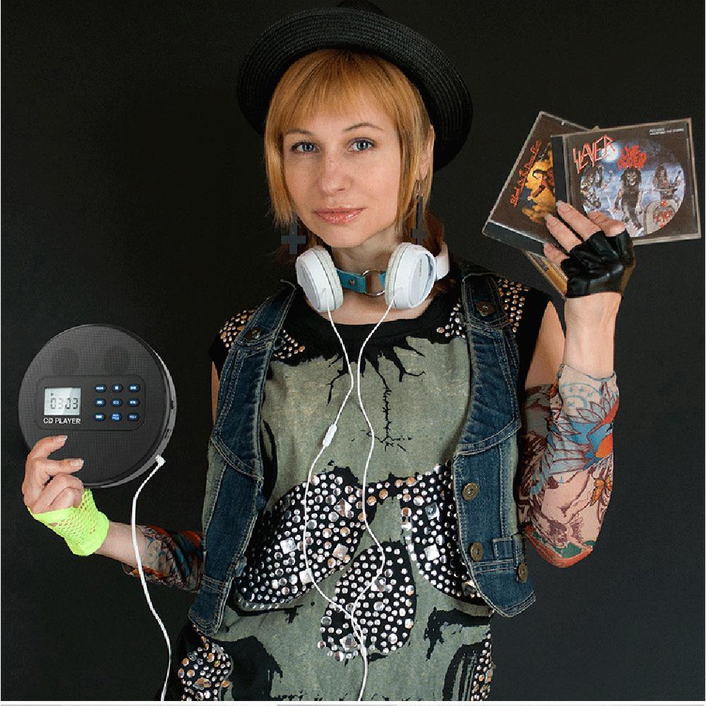 Portable CD Player with Built-in Stereo Speakers, Bluetooth 5.1, 1500mAh Rechargeable Battery, Support CD/MP3/USB Playback, Anti-Skip, EQ Settings
