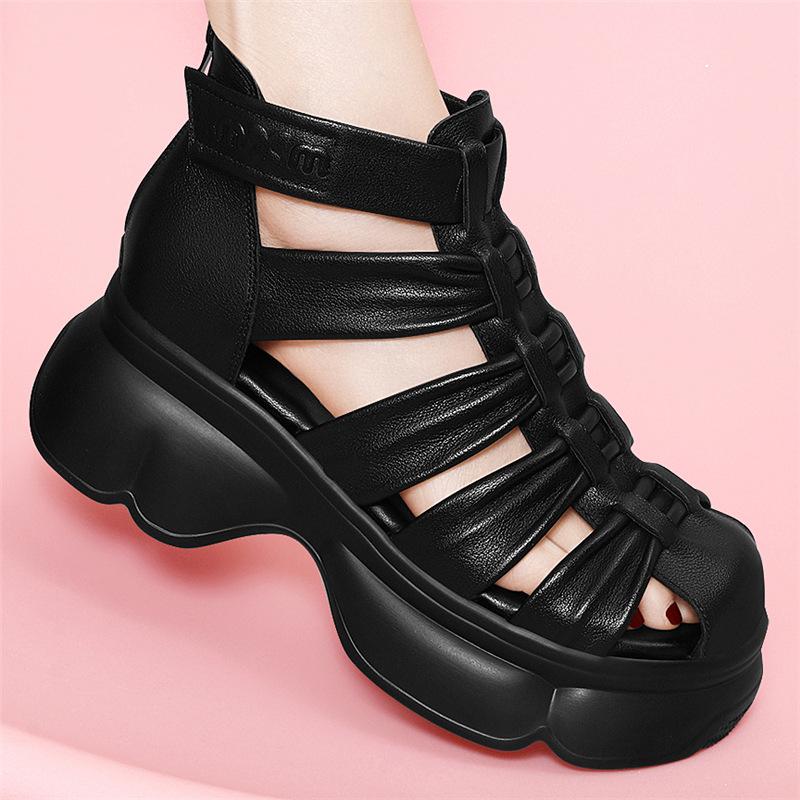 sandals women's new summer small man heightening thick-soled cool boots high-top leather sandals