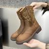 Martin Boots Women's Retro Short Boots Autumn New Embroidered Western Cowboy Knight Boots Boots