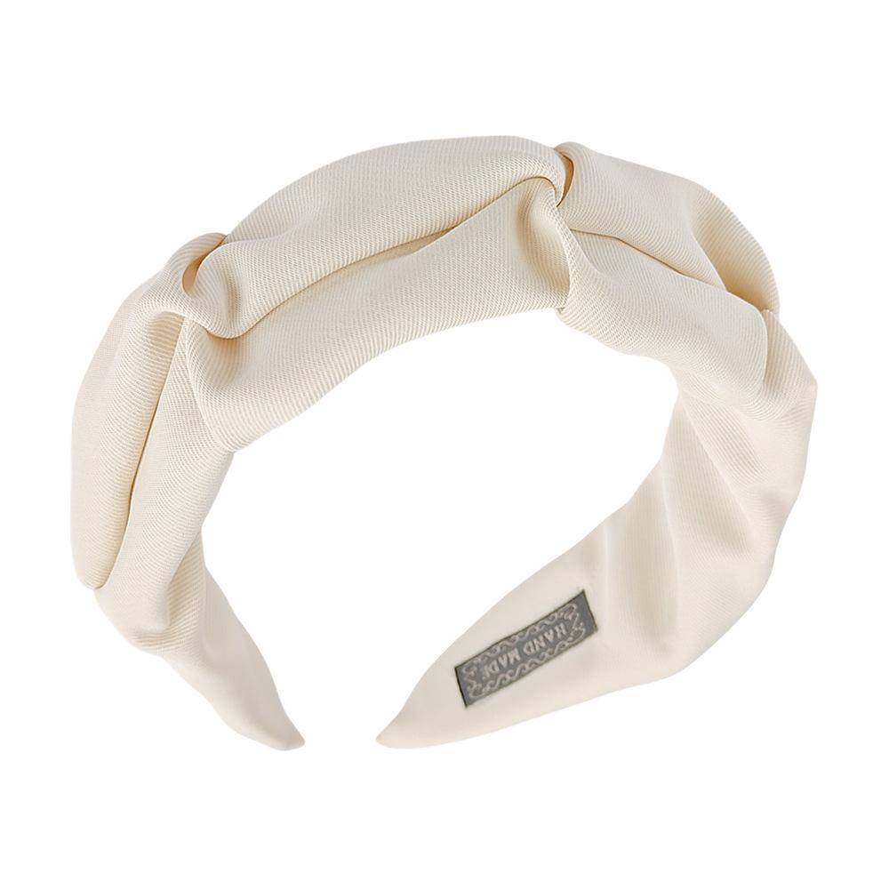 Koreansk hårtilbehør Ensfarget bomull krøllet hodebøyle for kvinner med bred ramme Makeup-hårbånd for hodeplagg for kvinner