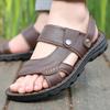 Fashion Sandals Men 2025 Summer New Non-slip Leather Beach Shoes Men Soft Sole Wear-resistant Casual Dual-use Leather Slippers