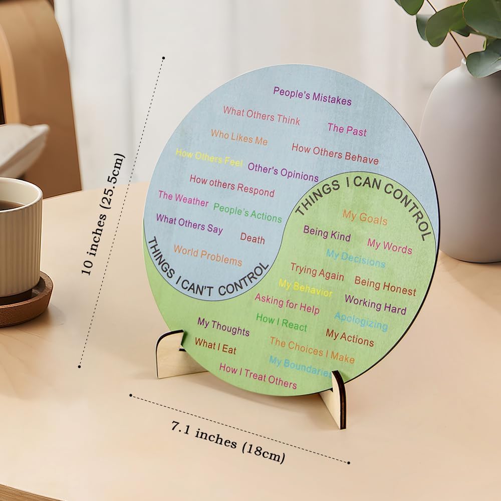 Koło Emocji Dekoracja Biurka Gabinetu Terapeutycznego - Dwustronna Tabela Emocji dla Gabinetu Zdrowia Psychicznego ze Stojakiem, Prezenty Terapeutyczne do Domu