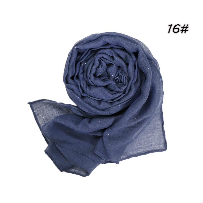 Shimmer Glitter Cotton Viscose Hijab Scarves For Women Muslim Long Shawls Headscarf Wraps Solid Headbands Stole Bufandas Turbans