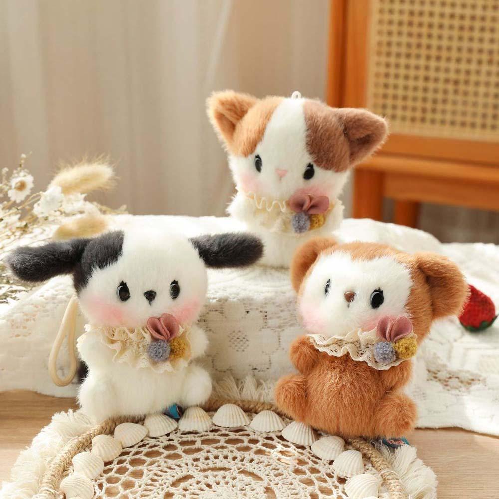 Soft Plush Dog Pendant Funny Cartoon Animal Keychain Cute Bear Doll Key Ring  Bag Pendant