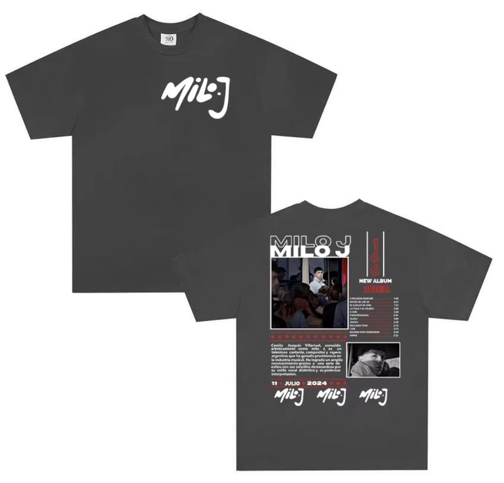 

Rapper Milo J 166 Tour 2026 Album T Shirts Men Women Retro High Quality Short Sleeve Tshirt Oversized Cotton TShirt Streetwear M