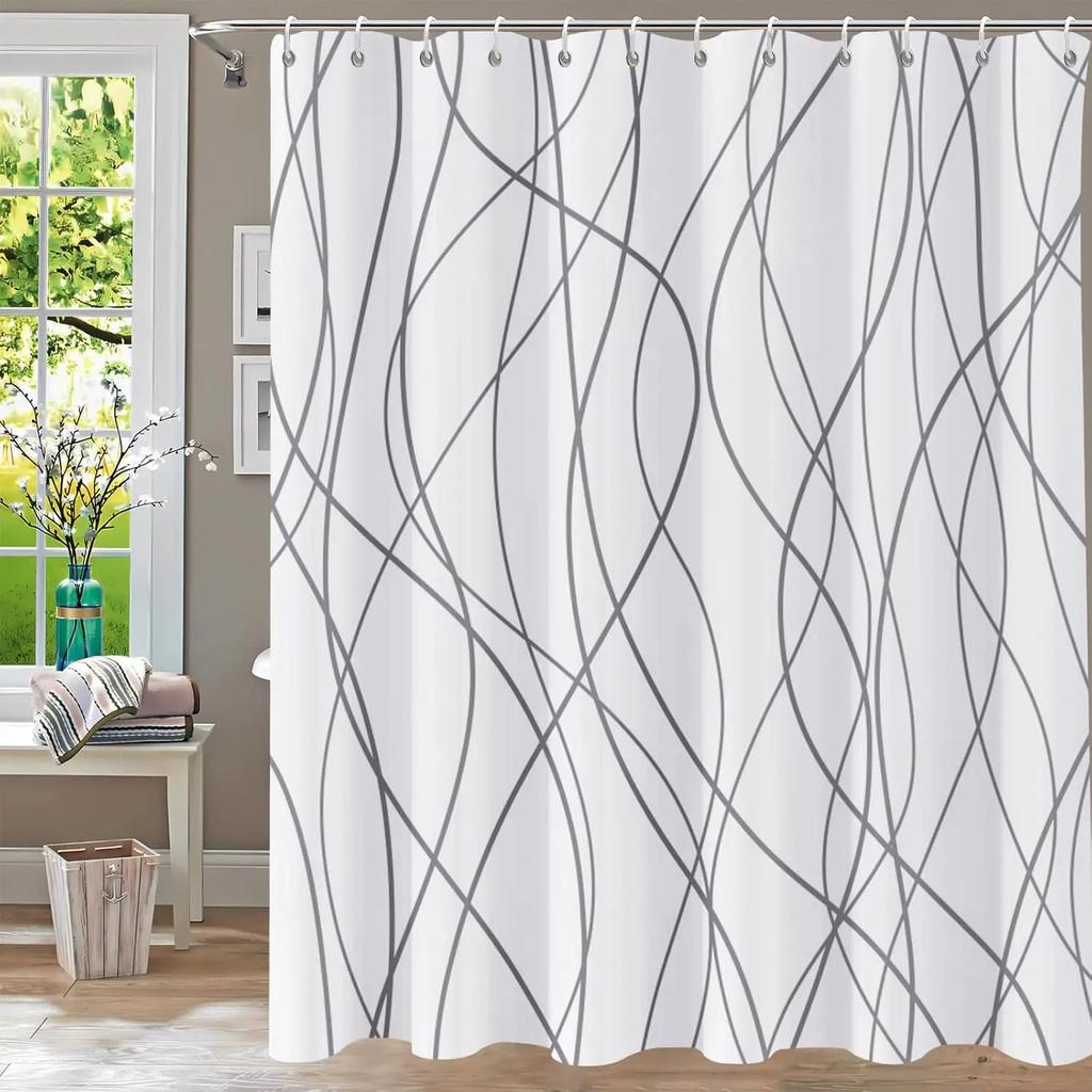Botanical Garden Shower Curtain-Blue and Gray Flowers with Exquisite Butterflies, a Bathroom Decoration Inspired by Nature,