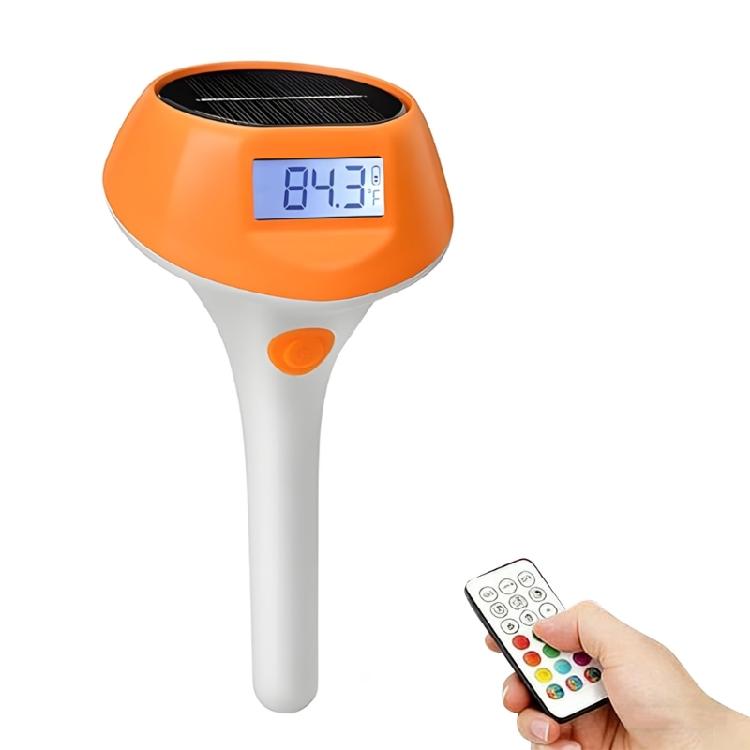 Thermomètre de piscine solaire à chargement automatique Affichage numérique Lumière de piscine à éclairage doux pour tout élément aquatique