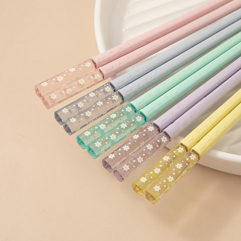 

5 пар милых палочек для еды, узор из лепестков сакуры, красивые, нескользящие палочки для суши, экологичные палочки для еды United States