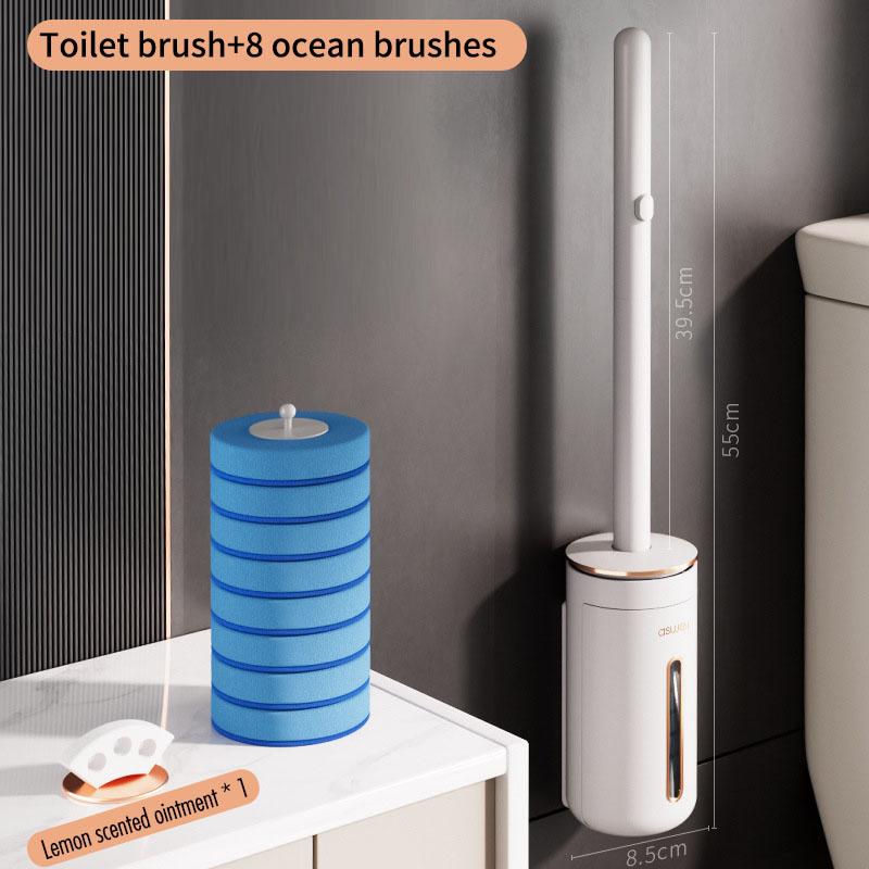 

Replaceable Head Wall-Mounted Disposable Toilet Brush Long-Handled Toilet Cleaning Brush Bathroom Accessories Toilet Accessories (As shown-15324)-