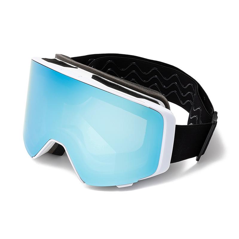 Flip-top magnetic suction full-scale real film double-layer anti-fog snow goggles outdoor sports snow mountaineering windproof e