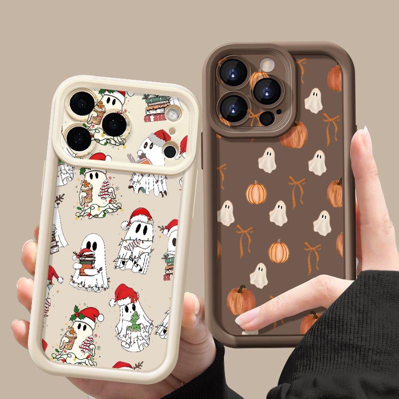 Pumpkin Lantern Ghost Halloween Case For iPhone 18 Pro Max 17 16 15 14 13 Pro Max 17E 16E Shockproof Bumper Soft Silicone Cover