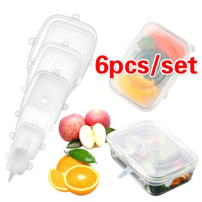 6 Pieces/Set Reusable Silicone Stretch Lids Universal Lid Silicone Bowl Pot Lid Silicone Cover Cooking Food Fresh Cover Microwave Cover