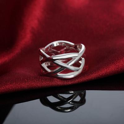 925 Sterling Silver Cross Woven Ring Módní svatební šperky