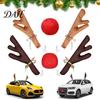 Corna di Alce Carine con Naso Rosso Renna di Natale Naso per Auto, Decorazione Veicolo in Peluche Kit Accessori per Feste Campanellino Nastro, Auto Festiva per