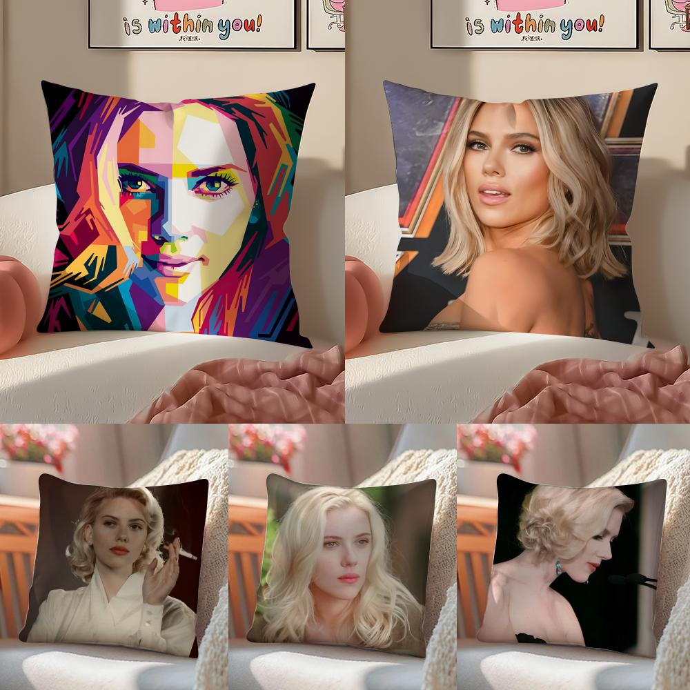 Hot Actor Singer S-Scarlett Johansson Pillow Case Double-Sided Printing Short Plush Sofa Cushion Cover Bedroom Bedside Pillow