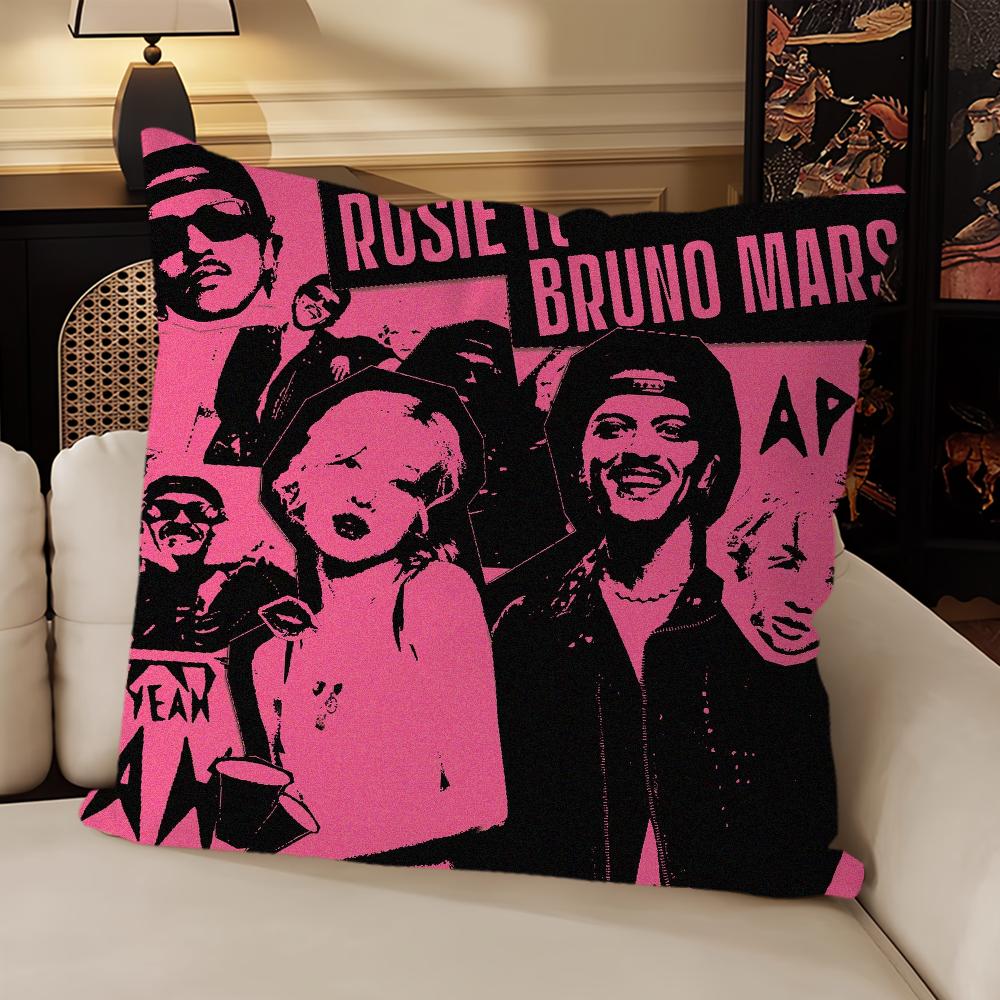 Hot Singer Bruno Mars Apt-RoseEs Music Pillow Case Sofa Living Room Headboard Bedroom Backrest Cushion Square Cushion Nap Time