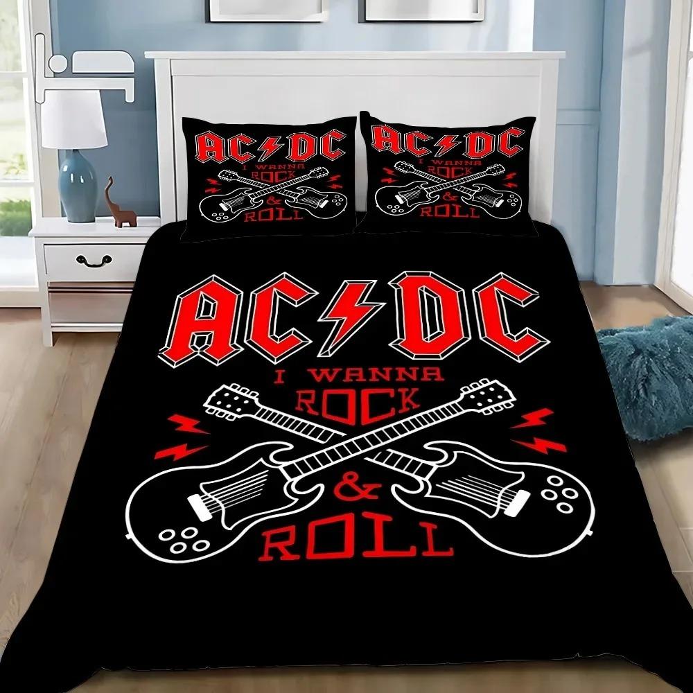 Nádherné povlečení s tématem AC/DC Rock Band, povlak na přikrývku a povlak na polštář, dekorace do ložnice, dárek pro chlapce a dívky