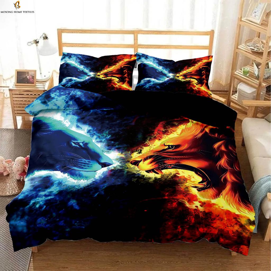 Water and Fire Tai Chi Printed Quilt Cover Bedding Textile Quilt Cover Pillowcase Three-piece Set Machine Washable