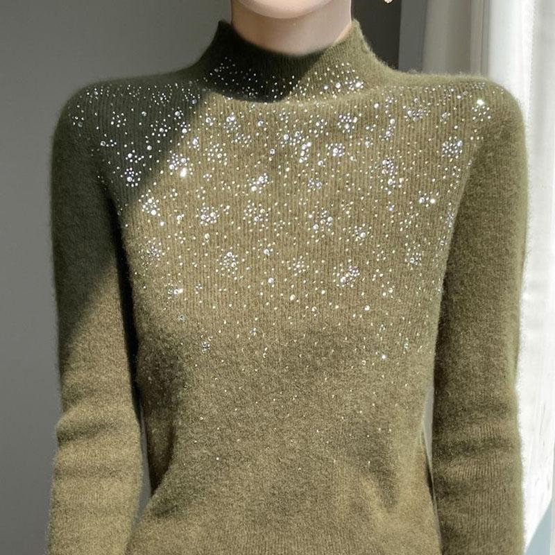 Sweater for Women Autumn Winter Lightweight Warm Knitted Stretchy Long Sleeve Tops