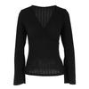 Langarmshirts für Damen im Herbst und Winter, sexy, schmale, gestreifte Oberteile mit V-Ausschnitt, langärmeliges T-Shirt aus Strick
