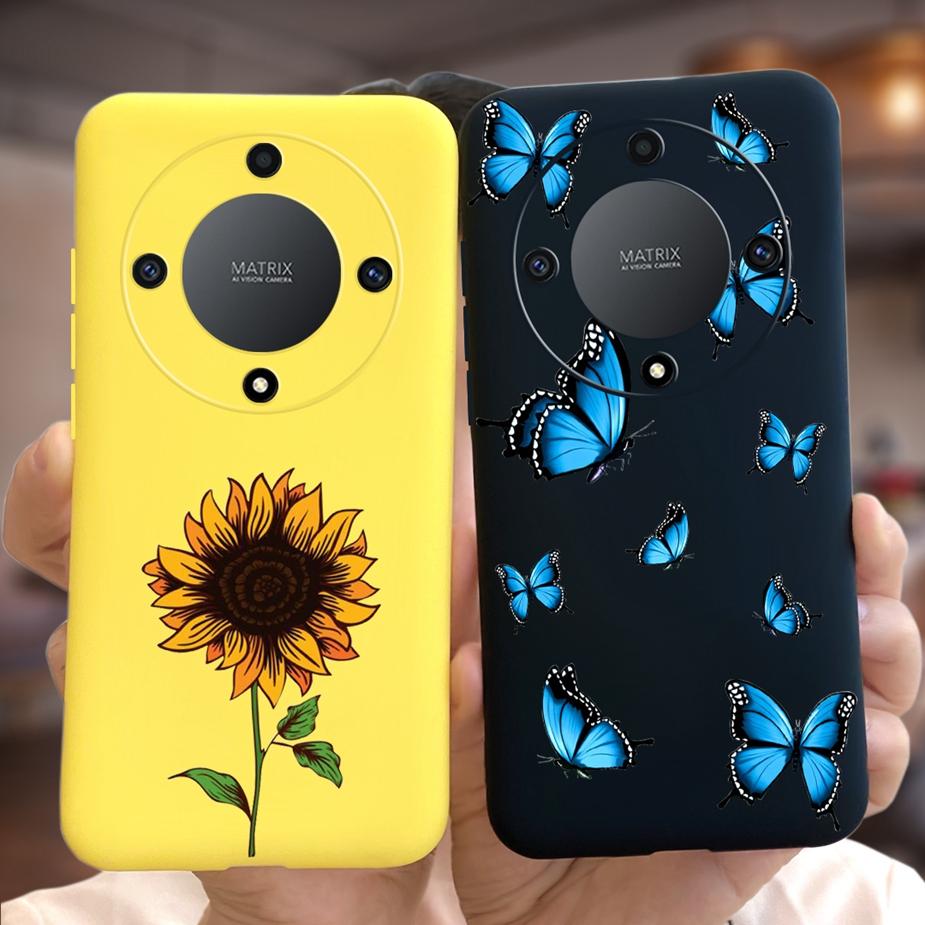 Für Honor Magic6 Lite Hülle Honor X9b Hübsche Mädchen Sonnenblumen Hülle Weiche Silikon Handyhülle Für Honor Magic6 Lite HonorX9b Bumper