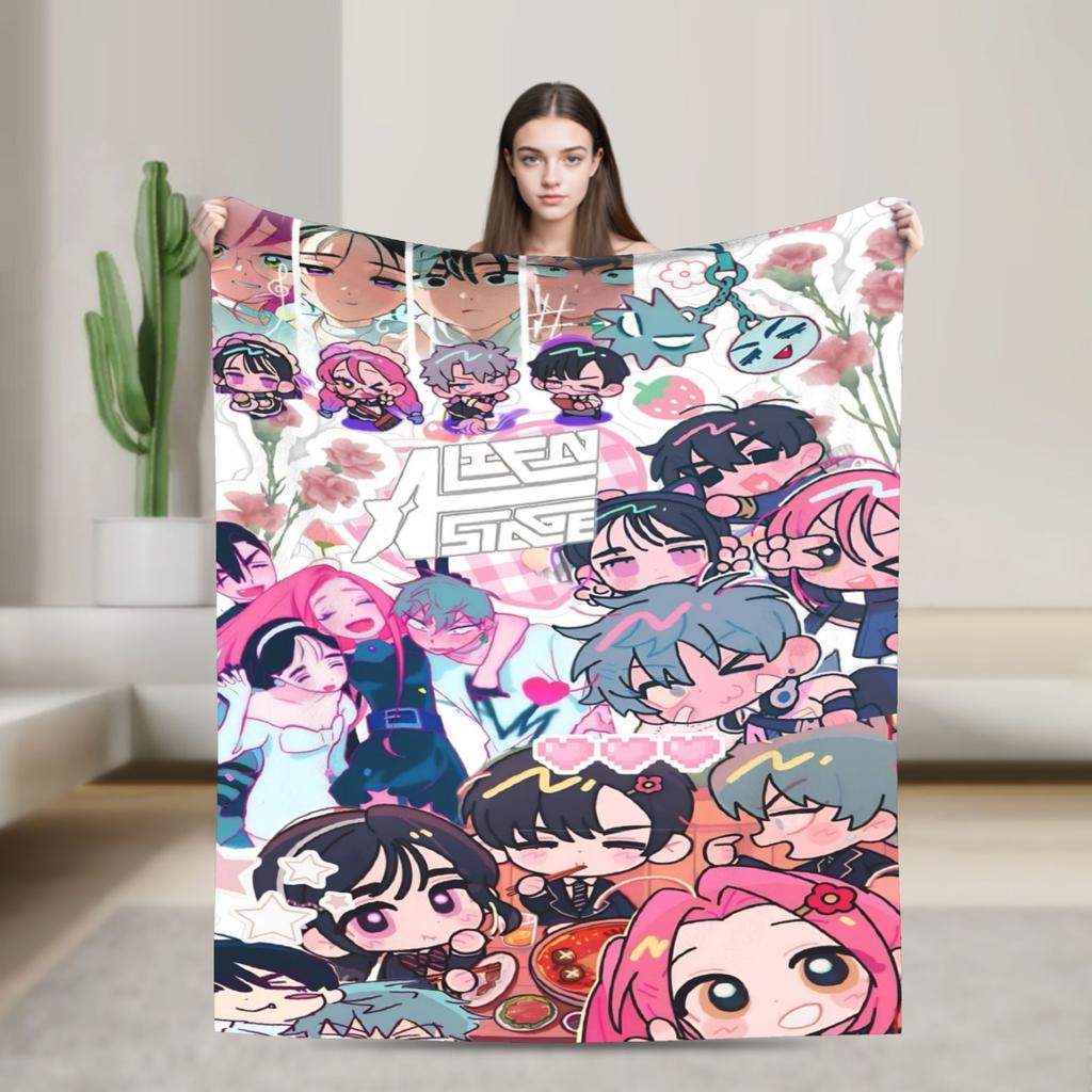 Alien Stage Manga Poster Print Plush Blankets Girls Boys Flannel Throw Blanket For Couch Chair Super Soft Quality Bedspread Gift