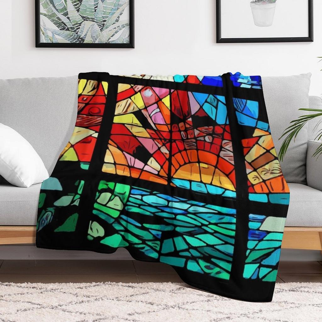 Hope Shines Through Stained Glass Window Throw Blanket Soft Breathable Blanket for Night Sleeping