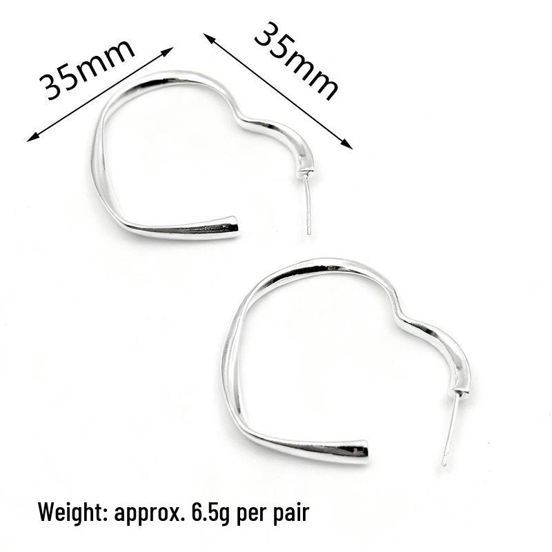 S925 Sterling Silver Heart Tassel Stud Earrings - Slimming, Fashionable Earrings for Women S925 Silver