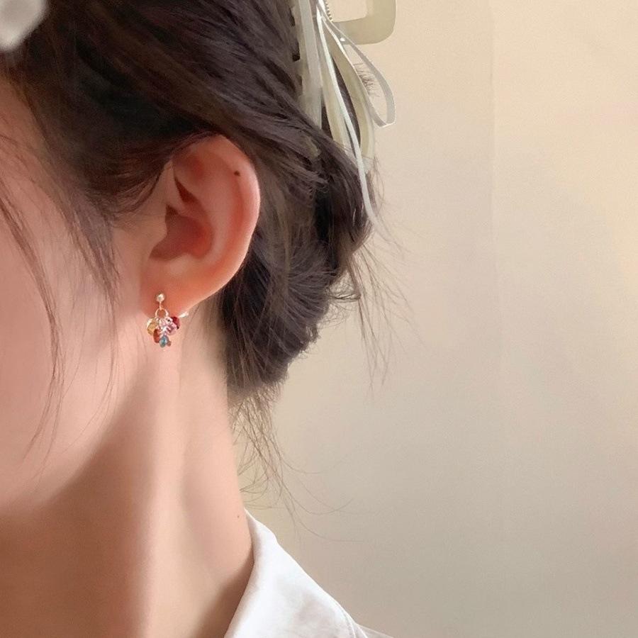 Small Fresh Color Crystal Beaded Stud Earrings Women's 2025 Earrings Vintage Design Earrings