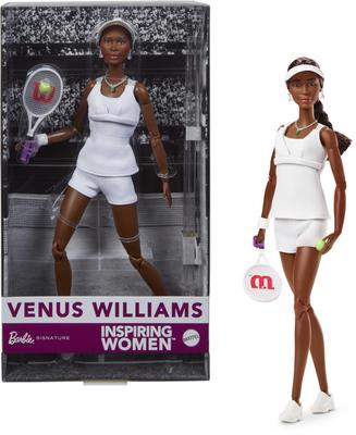Boneca Barbie Venus Williams Signature Black para Brincadeira de Faz de Conta Idades 6 e HRM49 Brincadeira de Vestir, Acima, Branco,