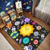 Outer Space Planet Rug - Galaxy Themed Kids Room Decor, Solar System Nursery Carpet for Boys Bedroom & Classroom, Play Mat