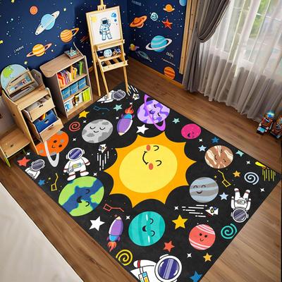 Outer Space Planet Rug - Galaxy Themed Kids Room Decor, Solar System Nursery Carpet for Boys Bedroom & Classroom,  Play Mat