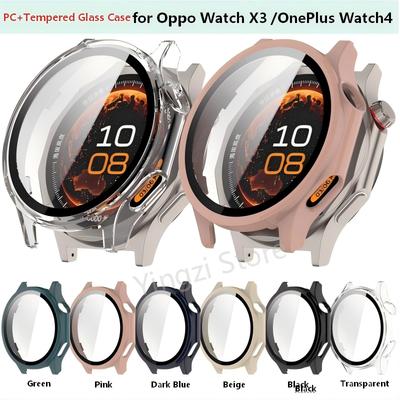 PC+Tempered Glass Case for Oneplus Watch4 Samrt Watch Bumper Protective Full Cover Protector for Oppo Watch X3 Shell Accessorie