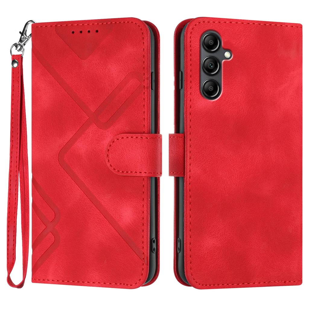 For Samsung Galaxy A17 Wallet Case Line Imprinted PU Leather Phone Cover with Strap