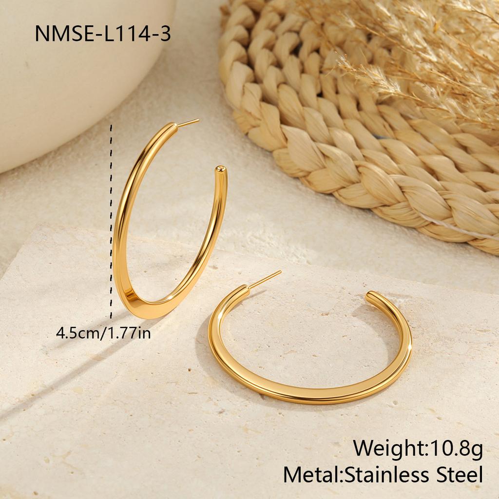 GEMCHIC Women's Classic Ins Large Hoop Earrings Stainless Steel 18K Gold Plated Polished Fashion Accessories
