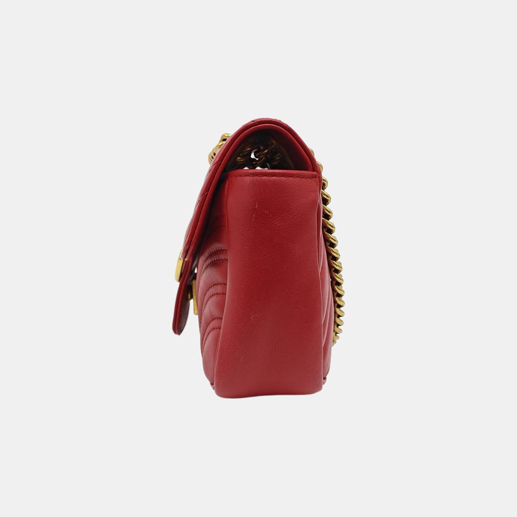 [Pre-Owned] Gucci GG Marmont Matelassé Mini Bag 'Red' - Good #8USYAQ