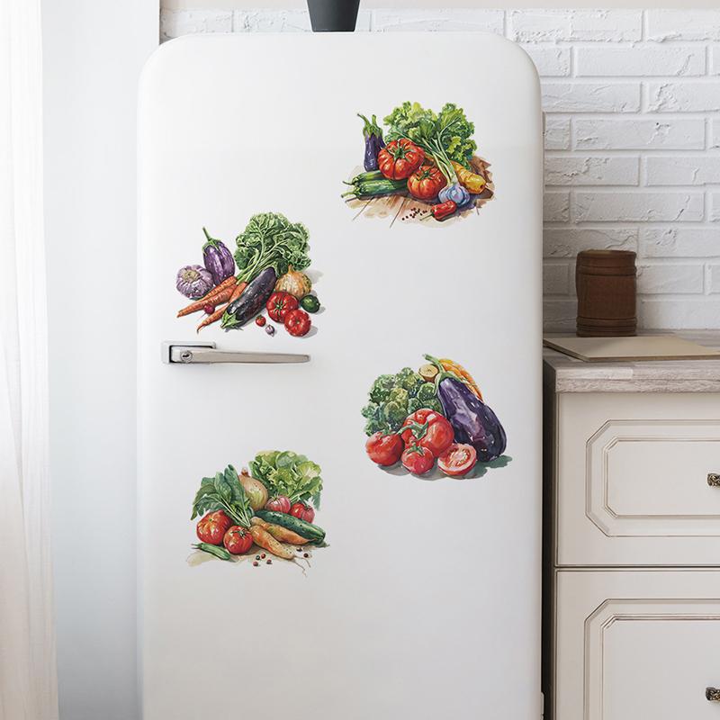 Kreatives Bemaltes Gemüse Aubergine Westliche Rote Kaki Küche Restaurant Heimverschönerung Wandaufkleber