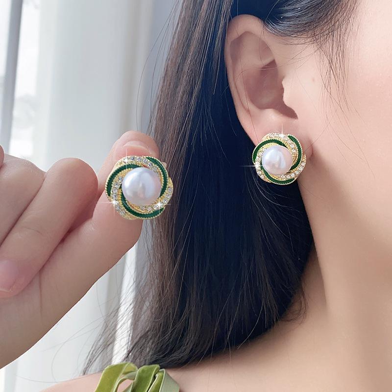 Grüne Ohrringe High-End-Ohrringe High-End Elegante Schlichte Ohrringe