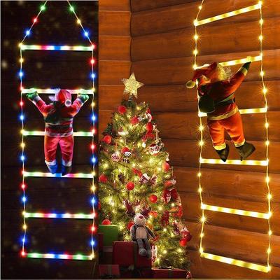 Julklättrande Tomte Ljusslinga - Dekorativ Stege för Gran eller Hem