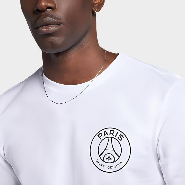 Jordan Paris Saint-Germain Printed Logo Sport Crew Neck Short Sleeve T-Shirt Men Tops White BQ4274-100