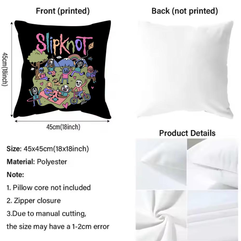 Band S-SlipknotS Kuddfodral Bekvämt Vändbart Kuddfodral Perfekt för Bil Soffa Sovrum & Mer