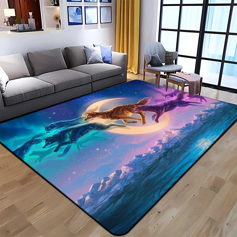 Best Selling Wolf Art Printed Carpet for Living Room Large Area Rug Soft Mat E-sports Chair Carpets Alfombra Gifts Dropshopping