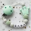 Free Personalised BPA Free Silicone Baad Dummy DIY Silicone Baby Pacifier Custom Clip Name Colorful Pacifier Chain Teething Gift